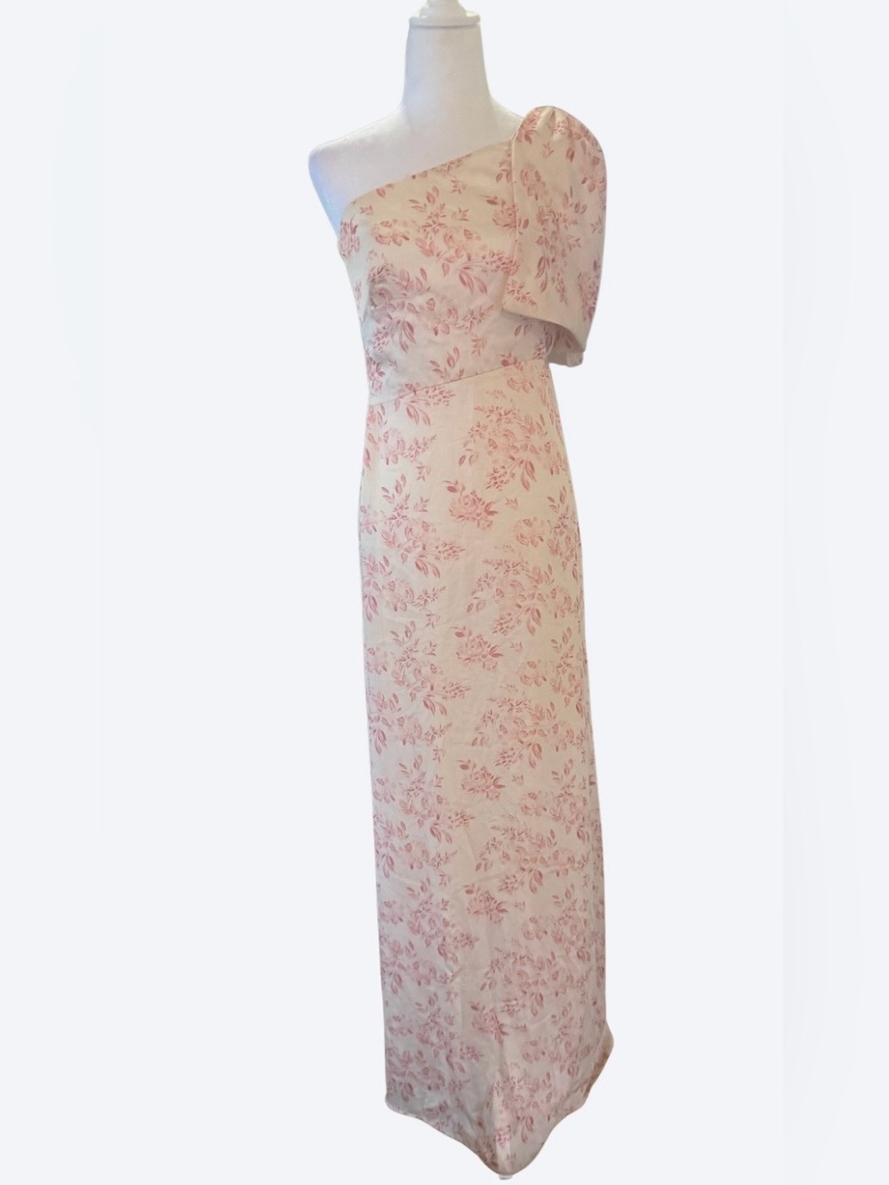 Sachin & Babi Chelsea One Shoulder Gown, Rouge Rose Watercolor, size 2